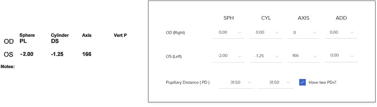 Other prescription information example 1